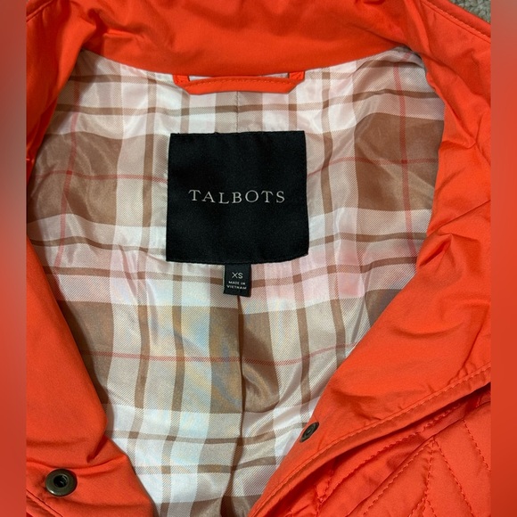 Talbots Quilted Orange Jacket Plaid Interior Like New Size XS - Picture 4 of 5